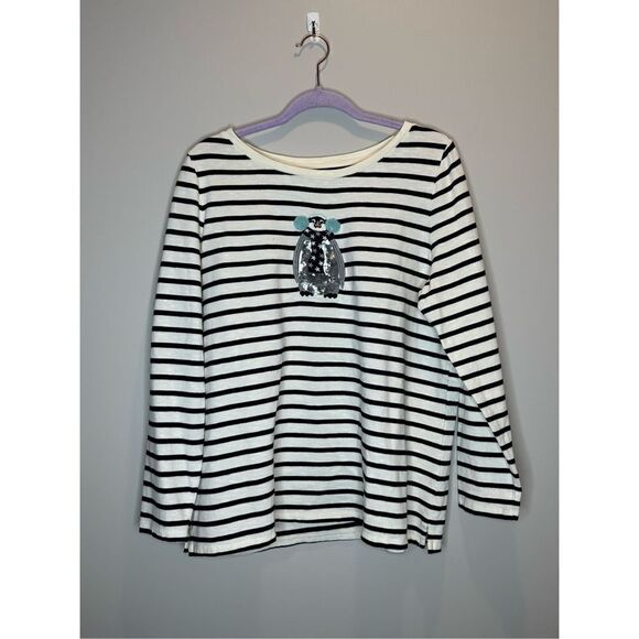 Talbots Penguin Black and White Striped Knit Top Size 1X - Picture 1 of 5
